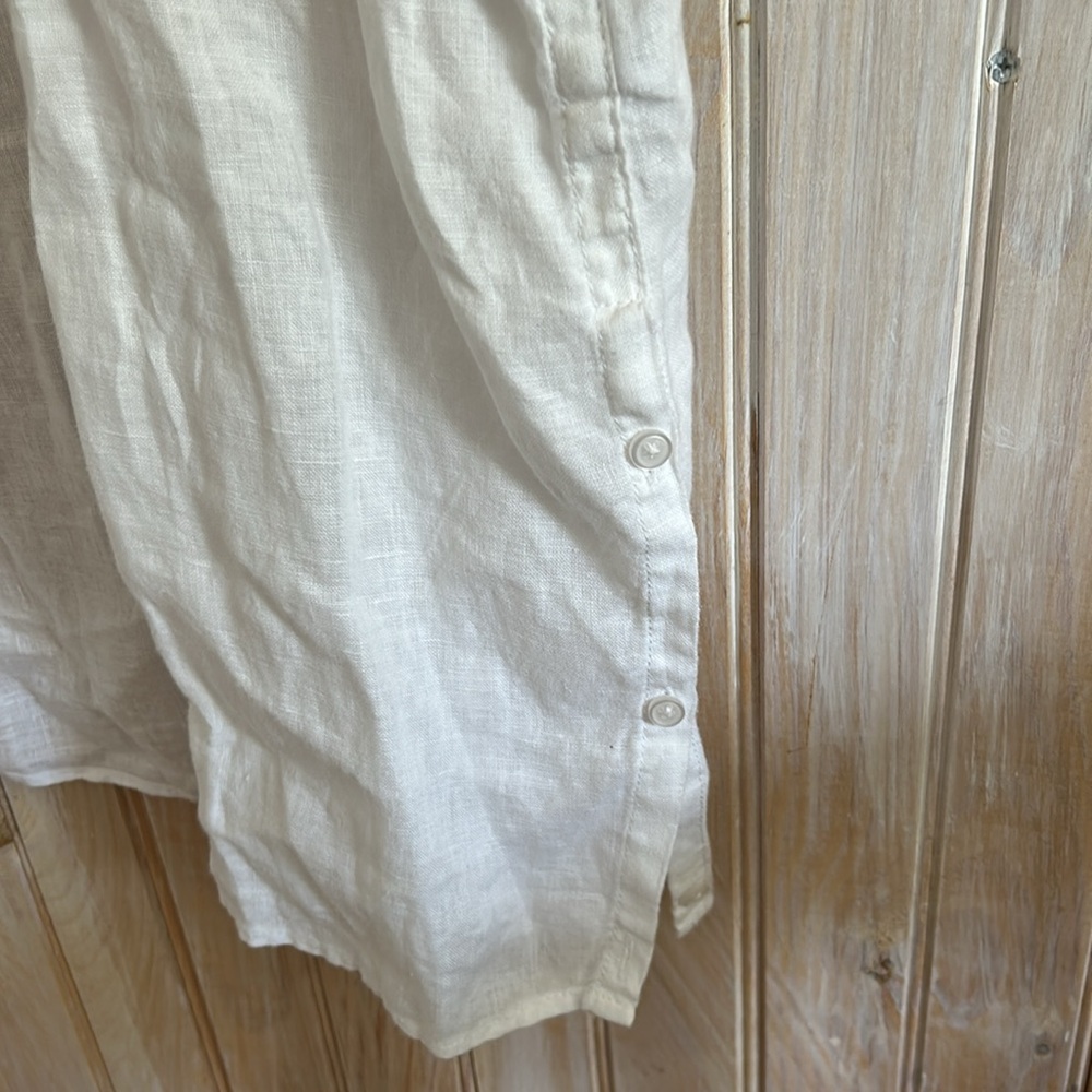 Zara white linen Button-Up - Picture 4 of 8